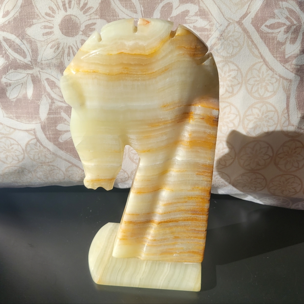 Vintage Onyx Knight Horse Bookend